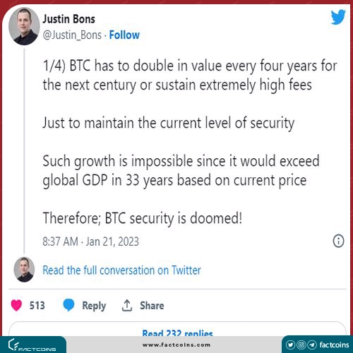 توییت بونز درباره امنیت بیت کوین