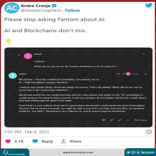 توییت آندره کرونژه درباره ترکیب AI و بلاک چین