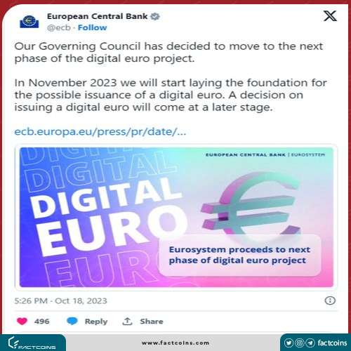 توییت بانک مرکزی اروپا درباره آغاز فاز آماده سازی یورو دیجیتال 