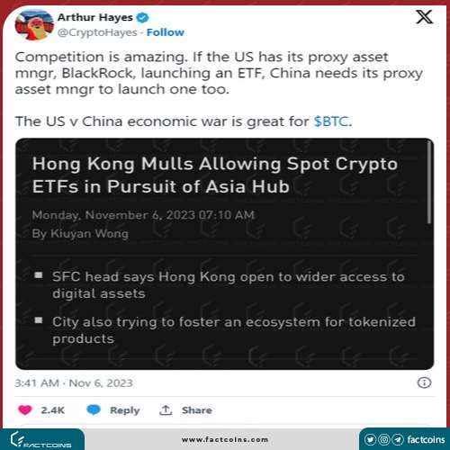 توییت هیز درباره راه اندازی ETF بیت کوین در هنگ کنگ